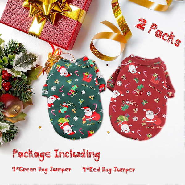 2-pack Hund Jultröja - Tröja Katt Julkläder Outfit Kläder (L)