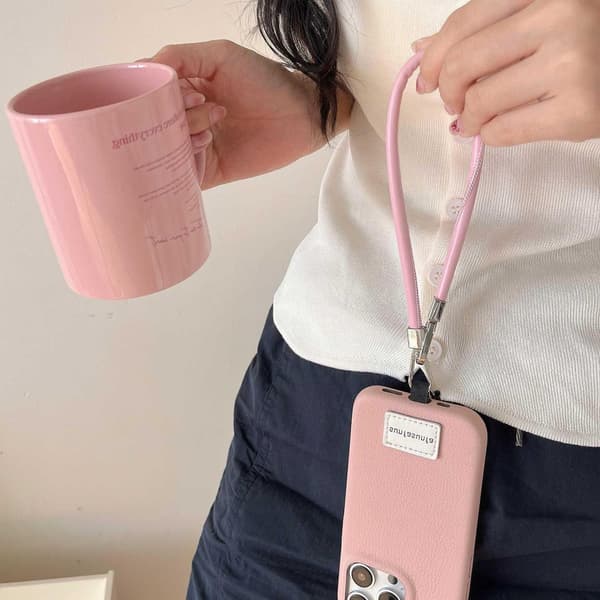 Etui til iPhone 14 Pro Max Sakura Pink - Håndholdt lædertekstur, almindelig tekstur, niche