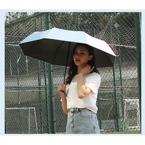 Moderigtig Bærbar Foldbar Automatisk Paraply Anti UV Regn Sol Paraply Vindtæt Kvinder Mænd Børn Parasol Paraply hand movement white