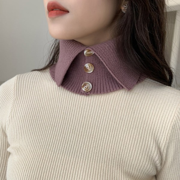 Dame falsk krage Avtakbar halv Strikket Knapp Pullover Sc Pink color 21cm