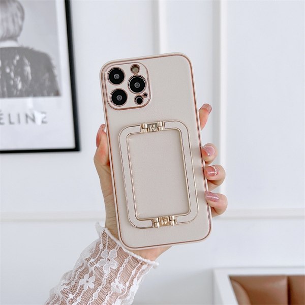 Kotelo iPhone 15plus Khaki Sunset Gold + Kaksoissolkikiinnike [Ilmainen asennus] Teksturoitu kaksoissolkijalusta nahkakuvio