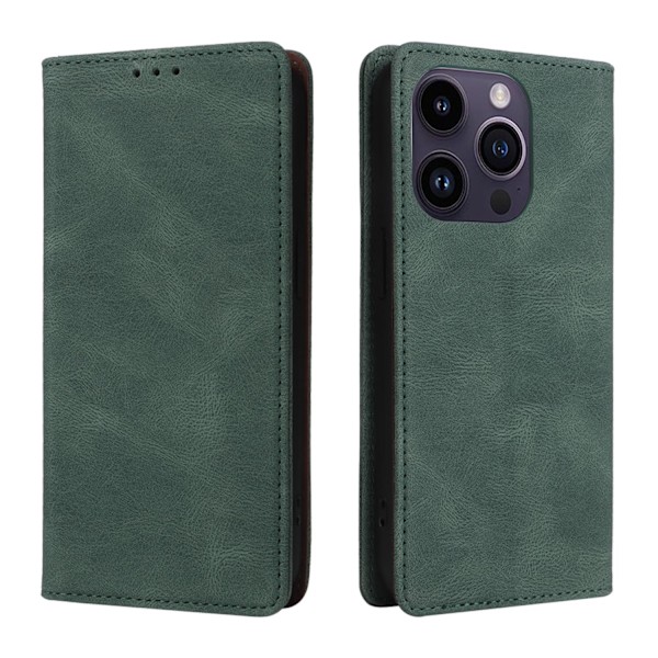 Etui til iPhone iPhone 15pro grøn Almindelig Magnetisk Wallet med Kortholder