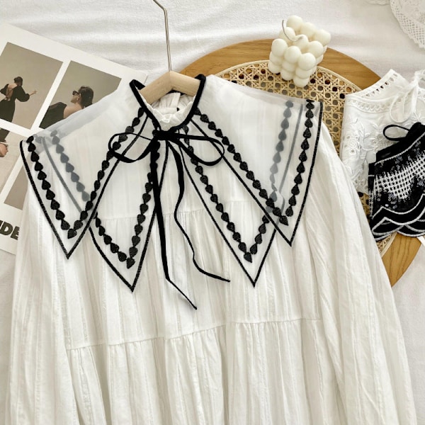 Dame falsk krage Avtakbar halv Avtakbar 'S Allsidig Sharp angle SUNFLOWER-White
