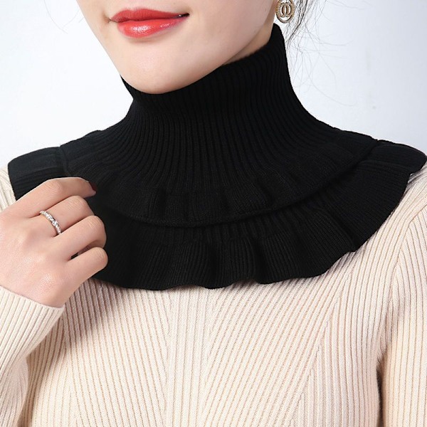 Falsk krage for kvinner, Cervical Spine Fashion All-Match Pullove Black [thickened warm]]
