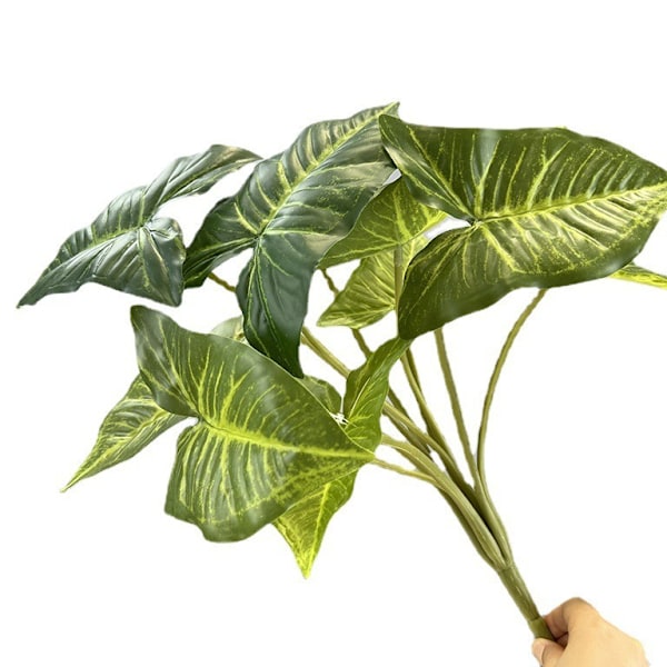 Kunstige Taro Blader for Hageanlegg, Hjemmeinnredning, Fake Planter, Bonsai, Dryppende Guanyin, Monstera Simulering Large 10 green ergot green