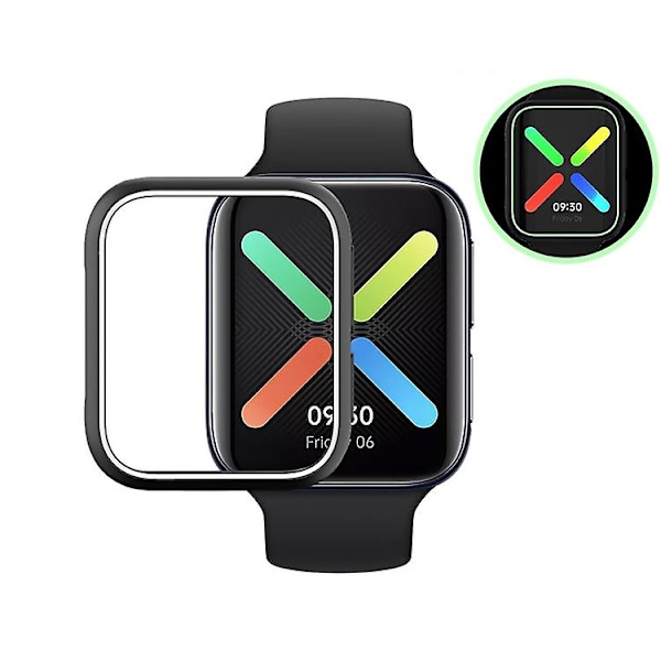 Kompatibel med Oppo Watch 46mm TPU Etui, Farve: sort+hvid Lysende Grøn