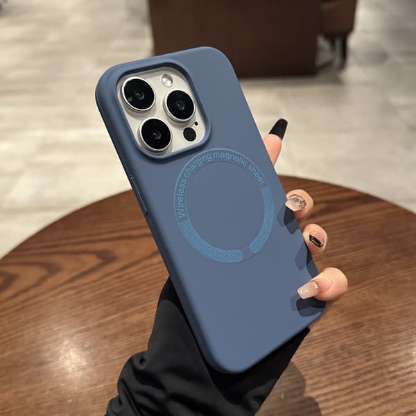 Fodral till iPhone 16 Pro Max Flytande Silikon Magnetiskt Silikon Marinblå Noz25182