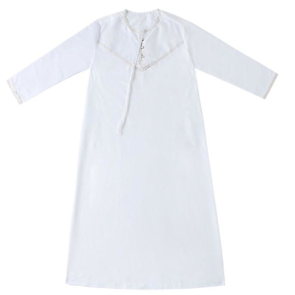 Ny muslimsk man islamisk långrock Kaftan Thobe morgonrock White 2XL