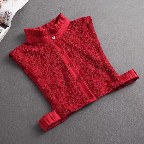 Dame falsk krave Aftagelig halv, Vinter Koreansk Stil Deta Button stand collar [red]]