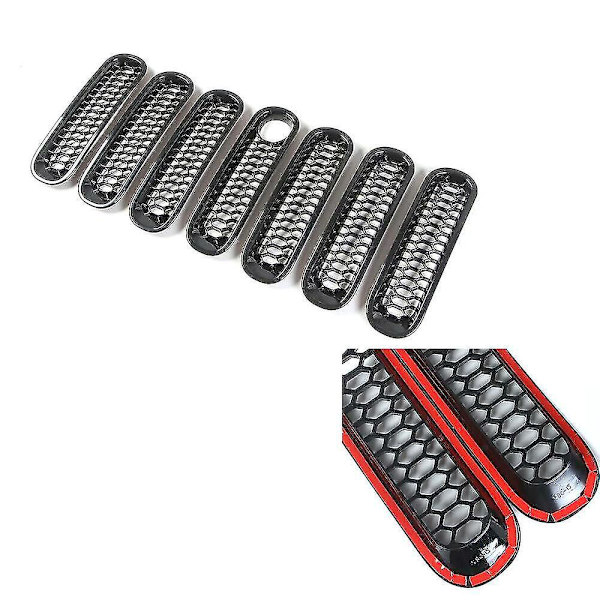 Nytt Grill Mesh Inserts Kit Clip-in med låshål kompatibel med Wrangler Jk 2007-17