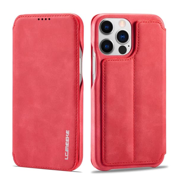 Etui til iPhone 13mini rød Mote Magnetisk Lommebok med Kortholder