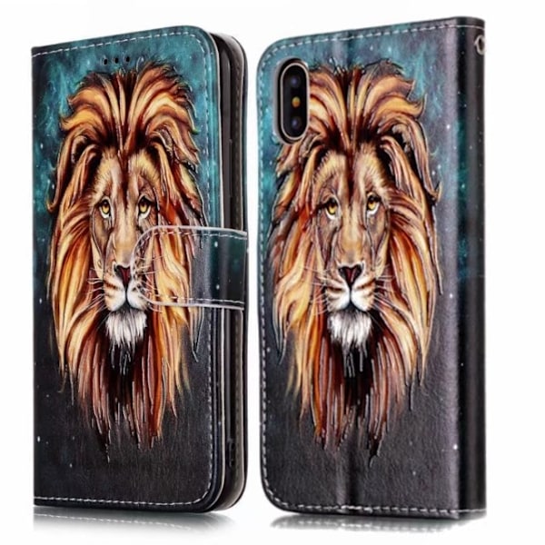 Etui til iPhone 13 Pro Max løve Præget Malet Flip Wallet med Kortholder