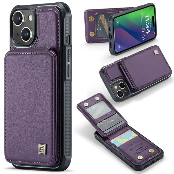 Etui til iPhone 14 brun Flip Wallet med kortholder