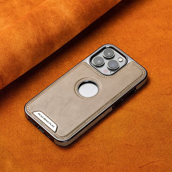 Etui til iPhone 14PLUS grå højkvalitets forretningslæder manglende mærke magnetisk galvanisering