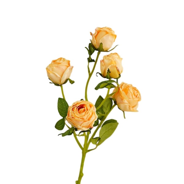 Konstgjord Blomma Fräschhållande Inte Vissnande DIY 5 Huvuden Rosor Faux Sidenblomma för Bröllop Yellow