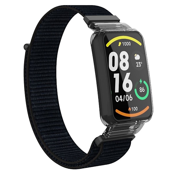 Musta PC-kotelo + Nylon Loop -ranneke, yhteensopiva Xiaomi Mi Band 7 Pron kanssa