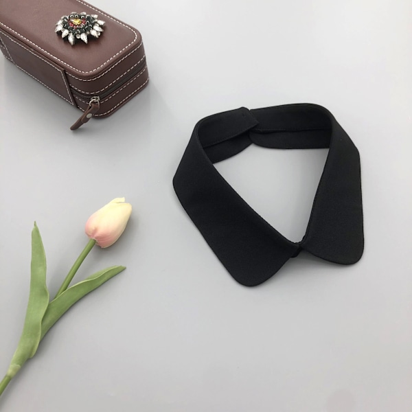 Dame falsk krage Avtakbar halv Allsidig Avtakbar Pe Black chiffon round neck