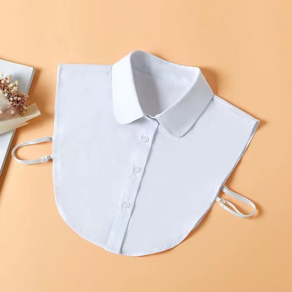 Dame falsk krage Avtakbar skjortedekorasjon rund hals S White round neck