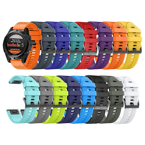 Svart Svart 22mm Silikonrem kompatibel med Garmin Descent G1