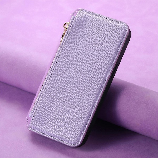 Fodral för iPhone 15 Plus Lila Magnetiskt skydd sugkopp adsorberar Flip