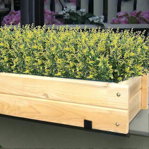 Kunstige Lavendelblomster Planter 8 Stykker, Livagtige UV-resistente Falske Buske Grønne Buske Buket Yellow 24
