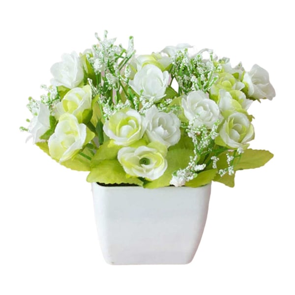 Friskholdende Kunstig Bonsai Ingen Vanding Vedligeholdelsesfri Falsk Potteplante Boligindretning White