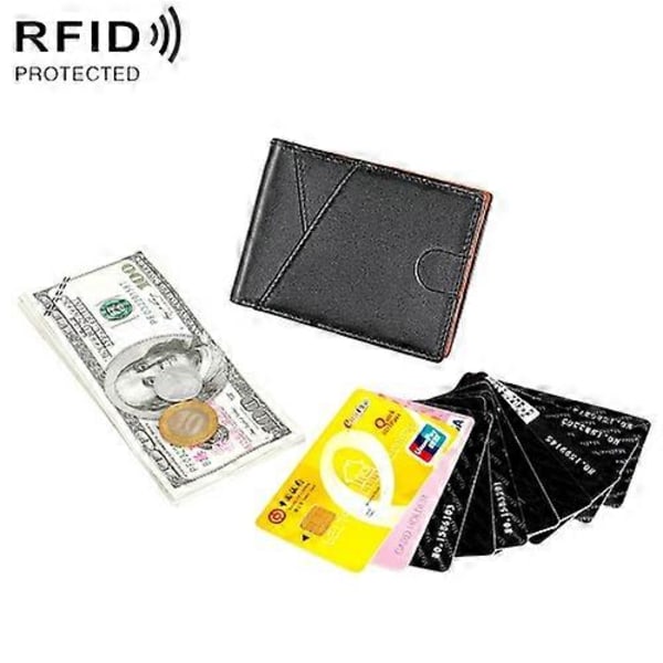 9653SN Tvåfaldig RFID-stöldskyddad plånbok i äkta läder för män och kvinnor med Y-formad framficka