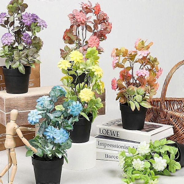 1st Klar Textur Konstgjord Krukväxt Fantastiska Bordsdekorationer i Plast Simuleringsblomma Heminredning Purple