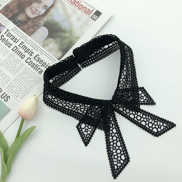 Dame falsk krage Avtakbar halv Hvit Matchende Avtakbar Conventional Black