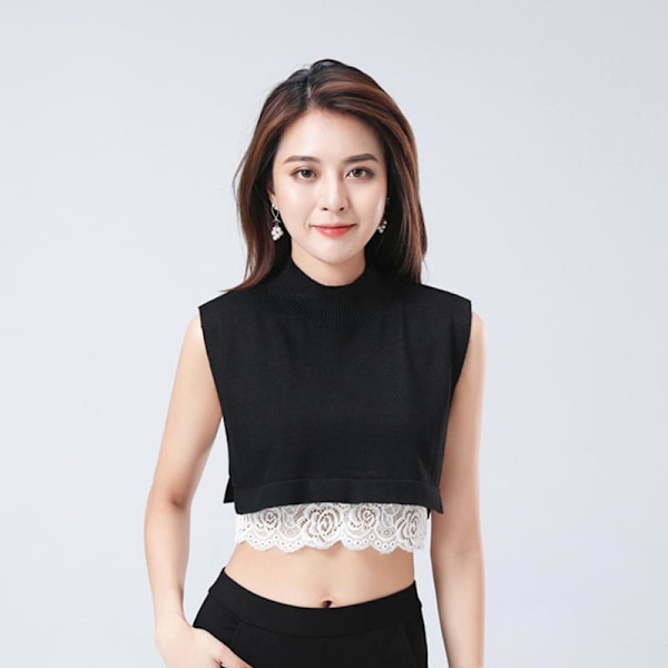 Dame falsk krage Avtakbar halv Turtleneck Avtakbar Pull Half-collar black Default