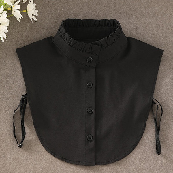 Dam Fejk Krage Kostym Arbetskläder Skjorta All-Match Anti- Black anti-wrinkle pointed collar