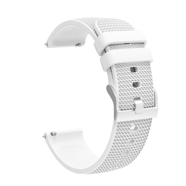 Vit Vit 22mm Knottrig Silverspänne Silikon Klockarmband