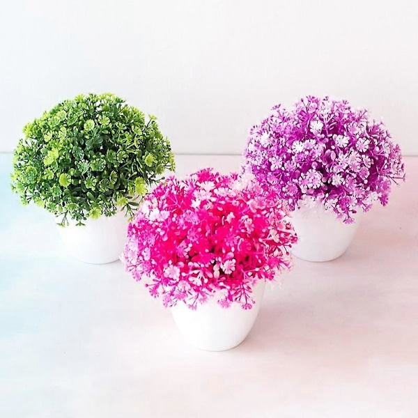 Keinotekoinen kukka-asetelma Bonsai-koriste olohuoneeseen, puutarhaan, hotelliin, työpöydälle White