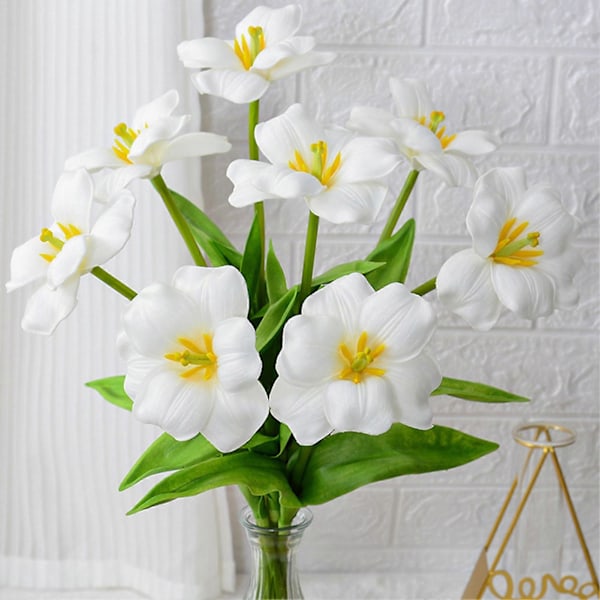 Kunstig Åben Tulipan med Stil Realistisk Farverig Falsk Blomst Hjemmekontor Bordpynt Kunstig Blomstergren Blomsterarrangement Dekoration Coffee