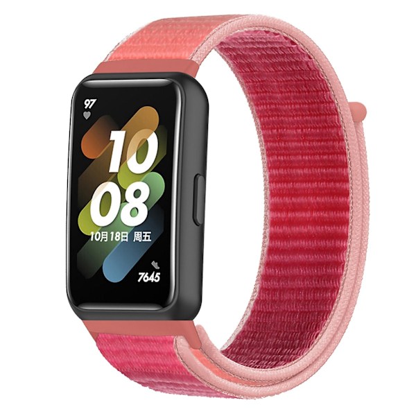 Granateple Rød Nylon Loop Spenne Klokkereim kompatibel med Huawei Band 7