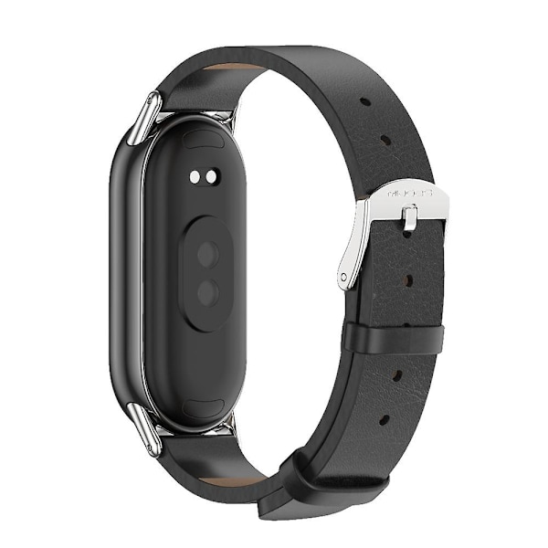 Svart Silver Svart Silver Mijobs Mikrofiber Läder Armband kompatibelt med Xiaomi Mi Band 8