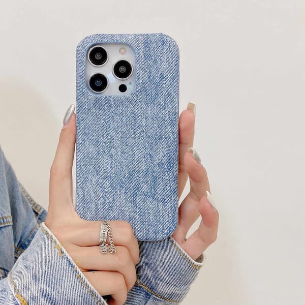 Fodral för iPhone 16 Pro max Denim Mönster Blå