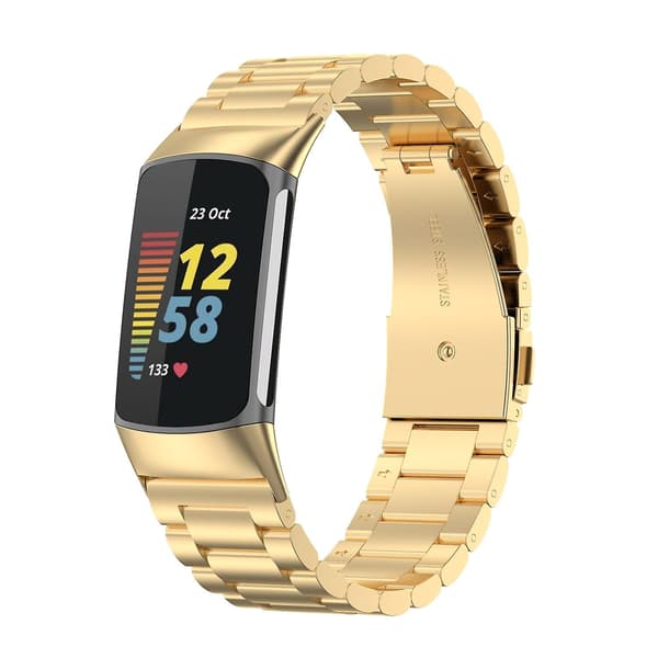 Gull Gull kompatibel med Fitbit Charge 5 Tre-perle Rustfritt Stål Rem