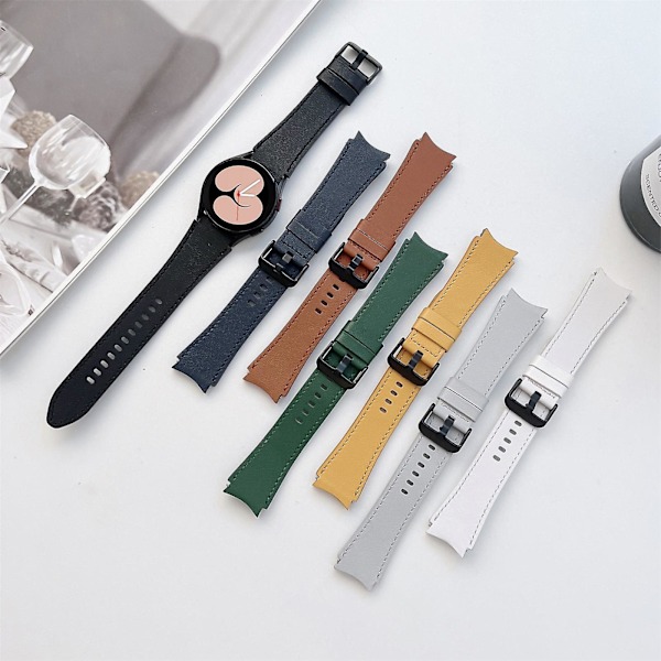 Gult gult läderarmband kompatibelt med Samsung Galaxy Watch4 40mm / 44mm