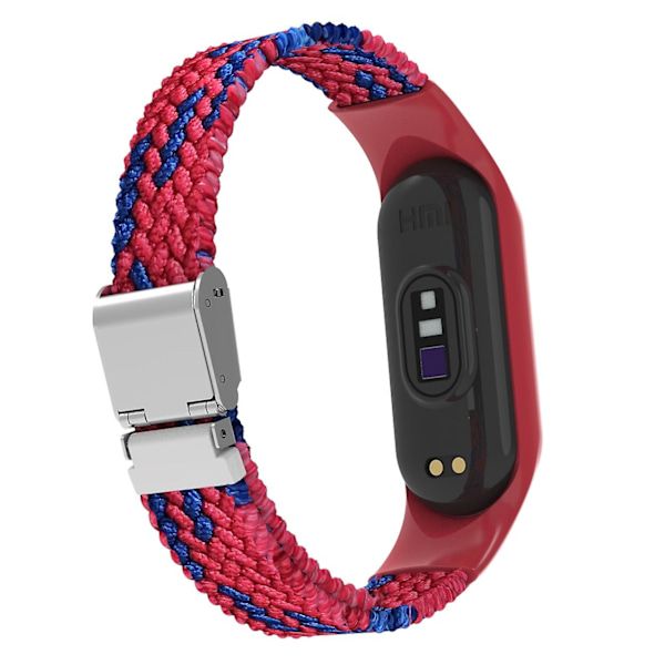 Röd Blå Röd Blå Nylonflätad Klockarmband kompatibelt med Xiaomi Mi Band 7