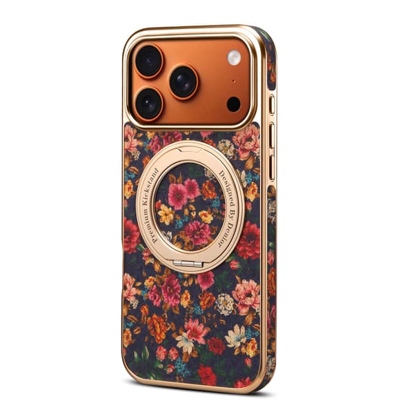 Fodral för iPhone 15 Pro Max Stativ Lädertextur Anti-fingeravtryck Lila