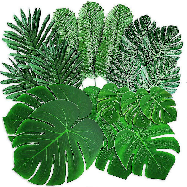 98 stk. Palmblader Gullfargede Tropiske Blader Med Stilker Falske Blader Plante For Hawaii-fest Strandbord L