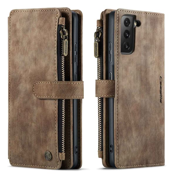 Etui til iPhone 14 brun Flip Lommebok med Kortholder Magnetisk