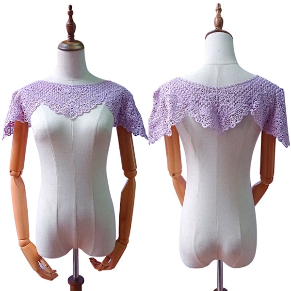 Dame falsk krage Avtakbar halv Hul Brodert Liten W Bean pink