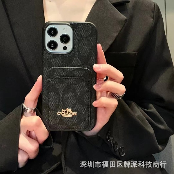 Etui til iPhone 13 Mørkegrå Wallet med Kortholder Stort Mærke Læder
