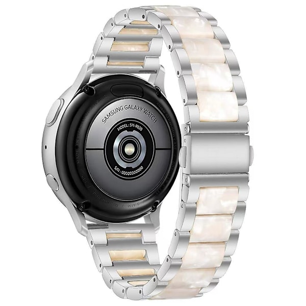 Silver Pearl White Silver Pearl White kompatibel med Garmin Venu/vivoactive 3 Music 20mm Stål+harts Armband