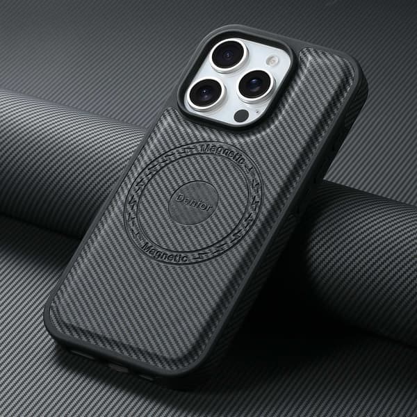 Etui til iPhone 15 Pro Max sort læder magnetisk bilholder