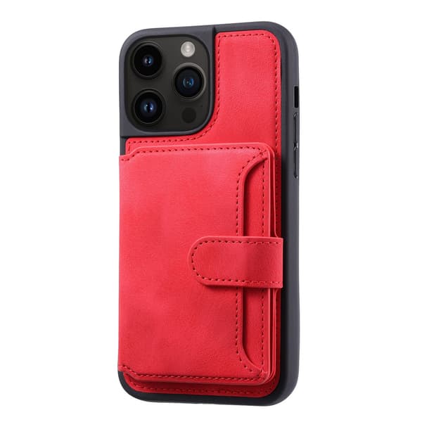 Fodral för iPhone 16Pro röd Plånbok med Korthållare Flip Redmi