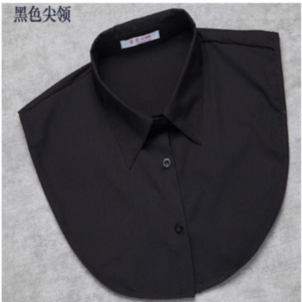 Falsk krage for kvinner, avtakbar spiss rund hals, moteriktig Average size black pointed collar
