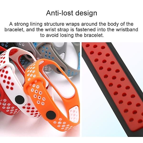 Sort Rød Sort Rød Silikone Urrem kompatibel med Xiaomi Mi Band 3 & 4
